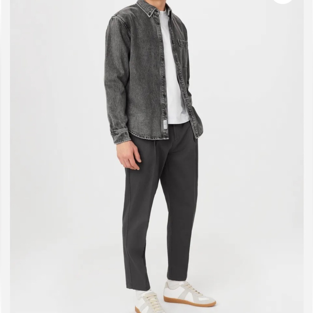 Frank and Oak Size 38 (L 31”) Tapered Relaxed Stretch Khaki Iron Ore (grey)